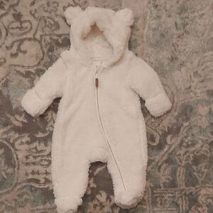 H&M Soft White Baby Footie Onesie